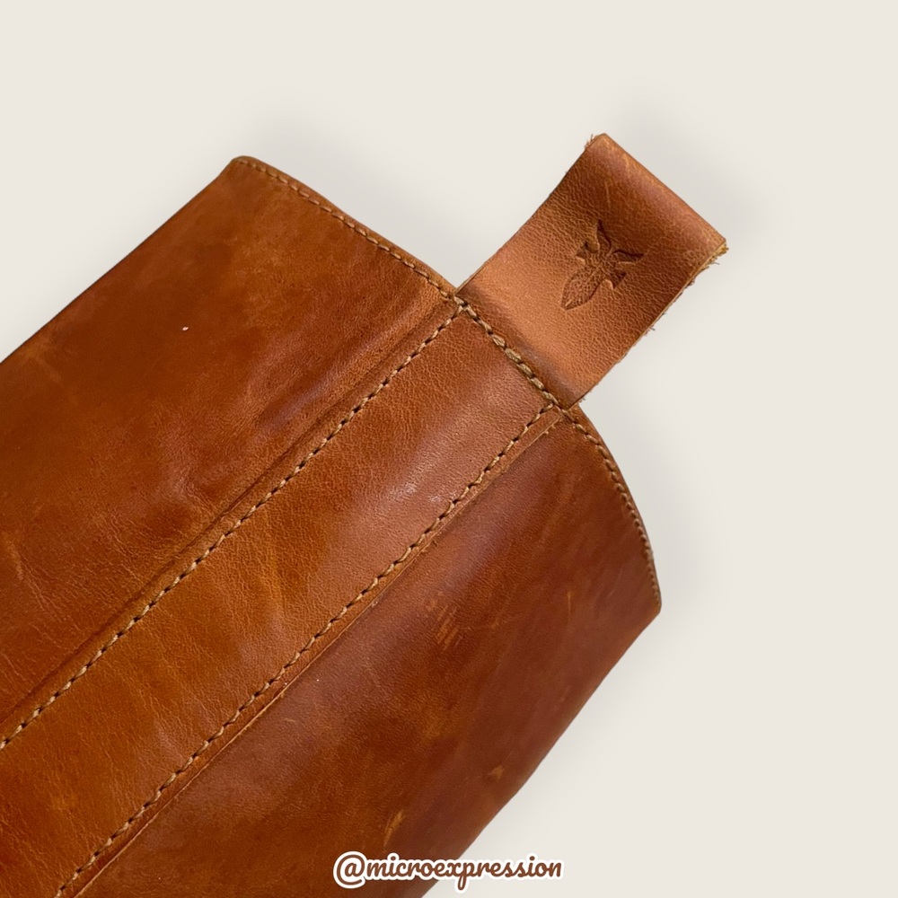 $399 Frye Villager Pull On Knee High Cognac Leather Tall Heeled Distressed Boot - Picture 12 of 15
